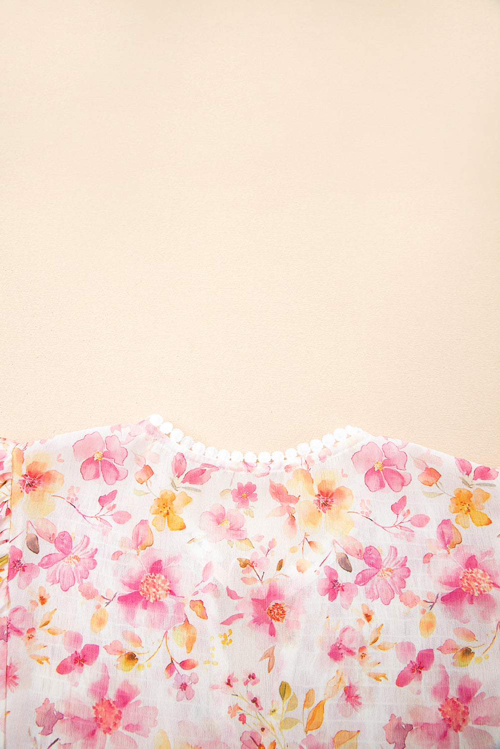 Pink Floral Smocked Blouse