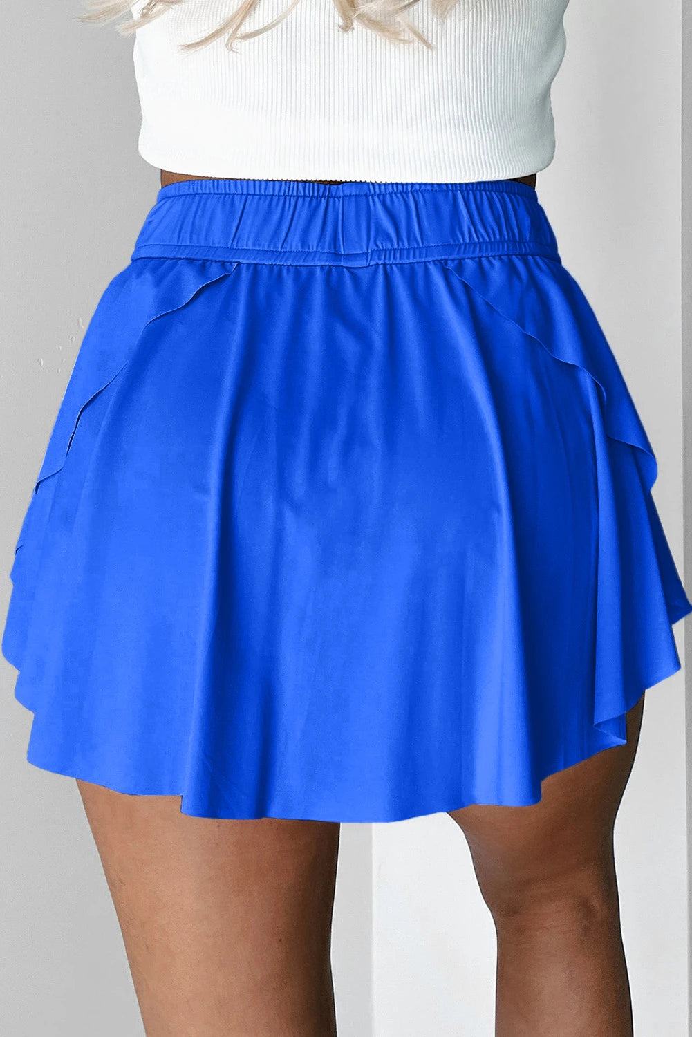 Drawstring High Waist Lined Tennis Skort