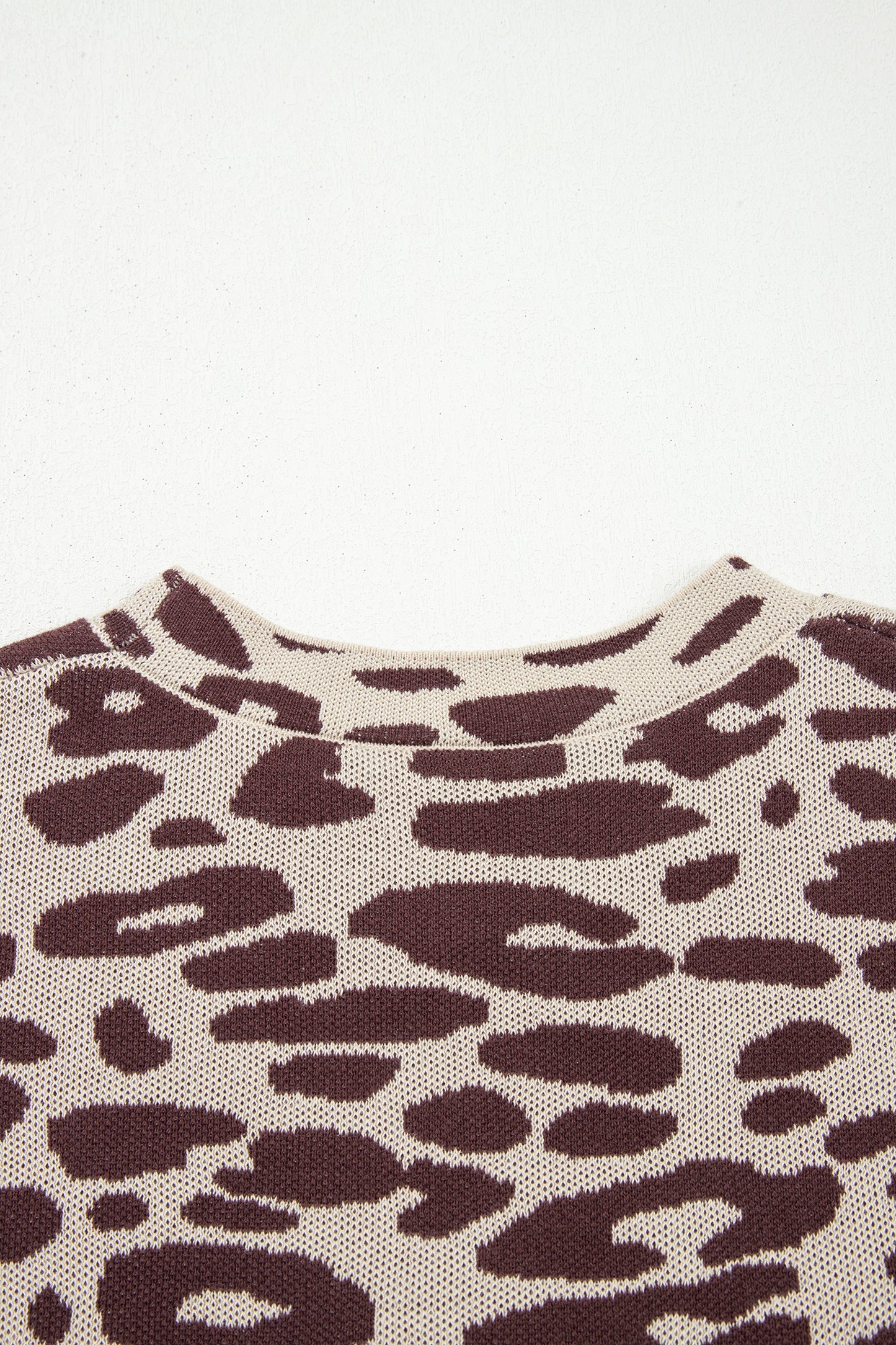 Leopard Print 100% Cotton Drop Shoulder Knit Top