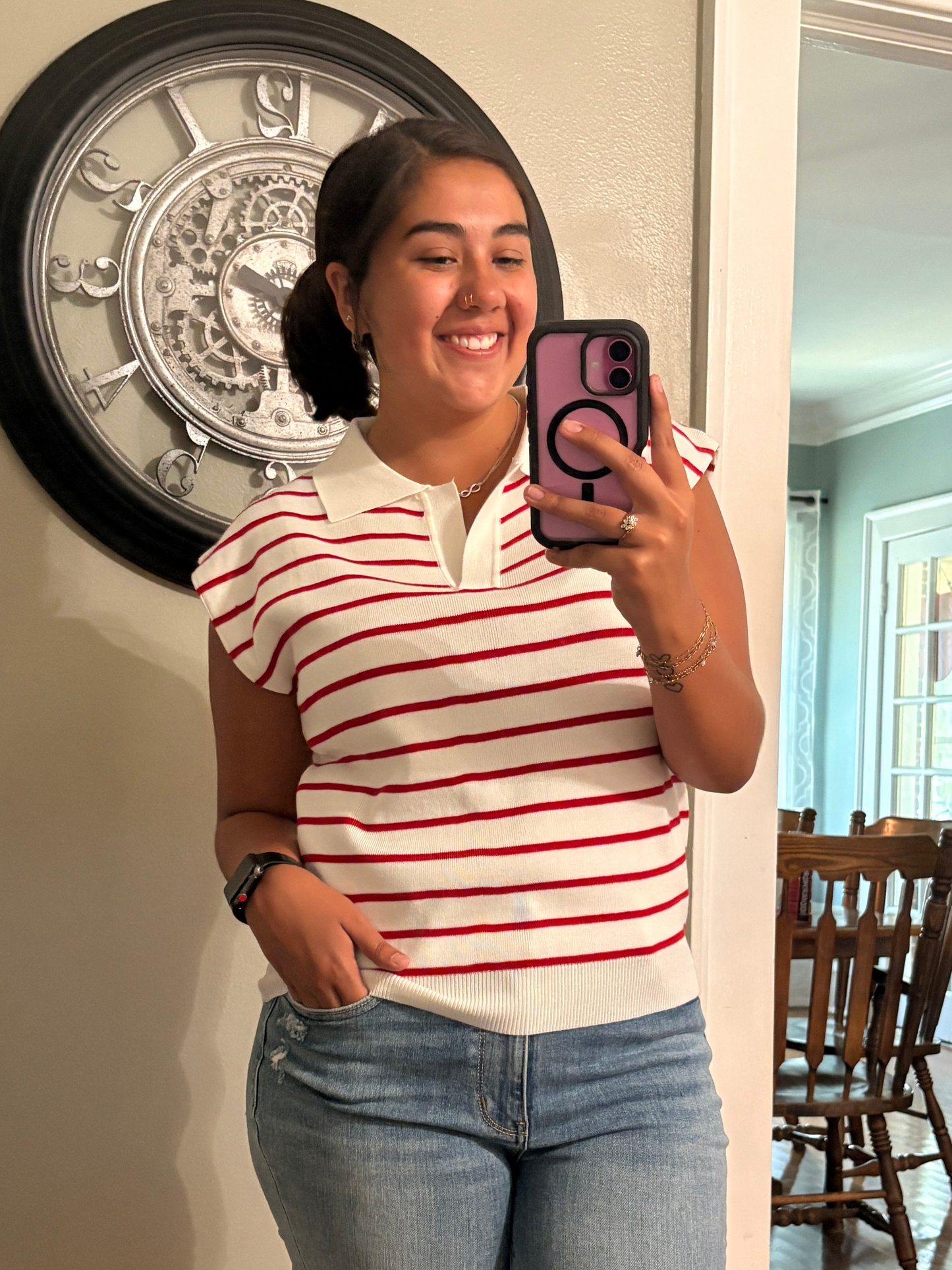 Zenana Red Striped Top