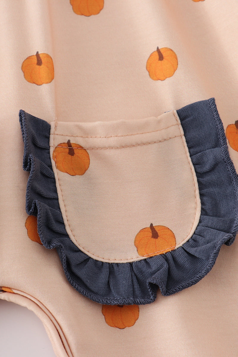 Embroidery Smocked Pumpkin Romper