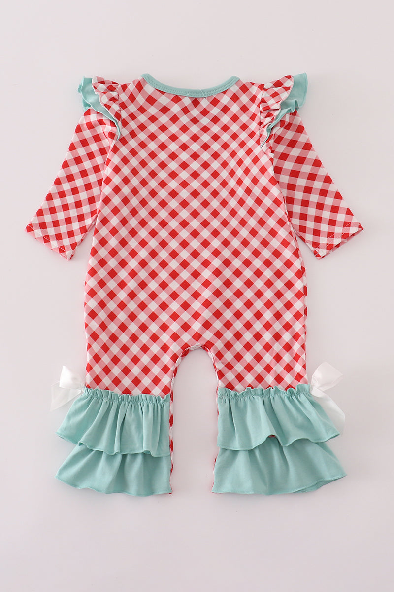 Farm Friends Smocked Ruffle Romper – Red Gingham