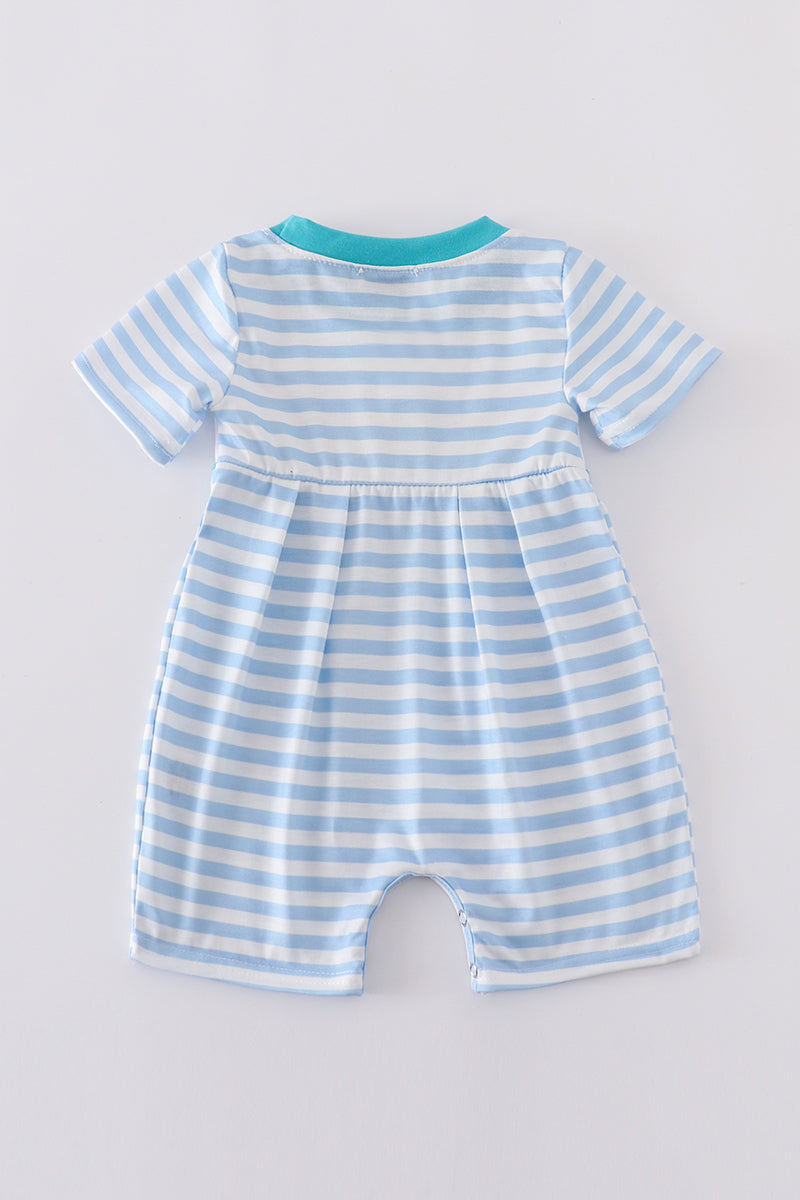 Blue Stripe Helicopter Boy Romper