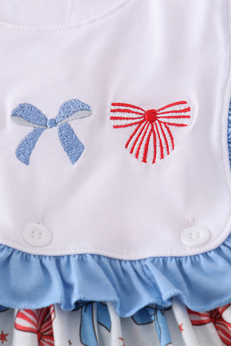 Charming Bow Trellis Print Ruffle Dress for Young Girls