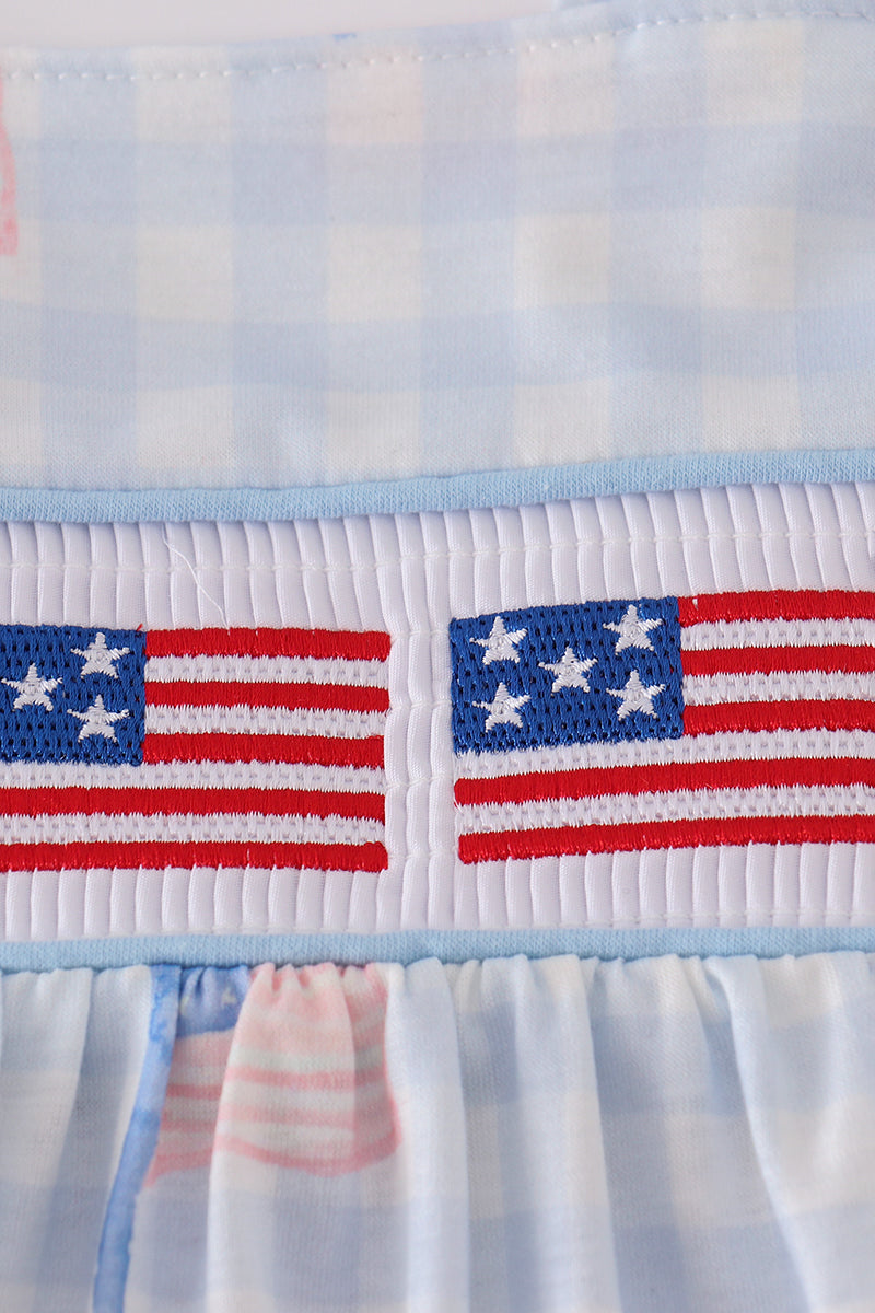 Blue Flag Embroidered Baby Bloomers