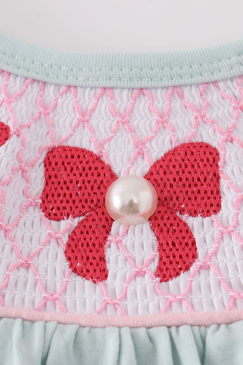 Premium Pearl Bow Smocked Bubble
