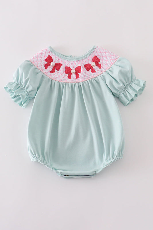 Premium Pearl Bow Smocked Bubble