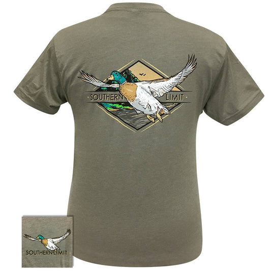 Southern Limit-Mallard Mens Southern Graphic Tees: Stone Grey