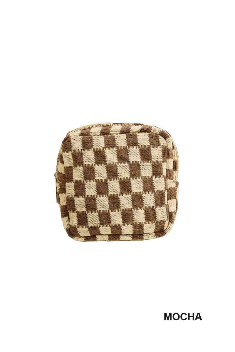 MINI CHECKERED MAKEUP COSMETIC TRAVEL CASE