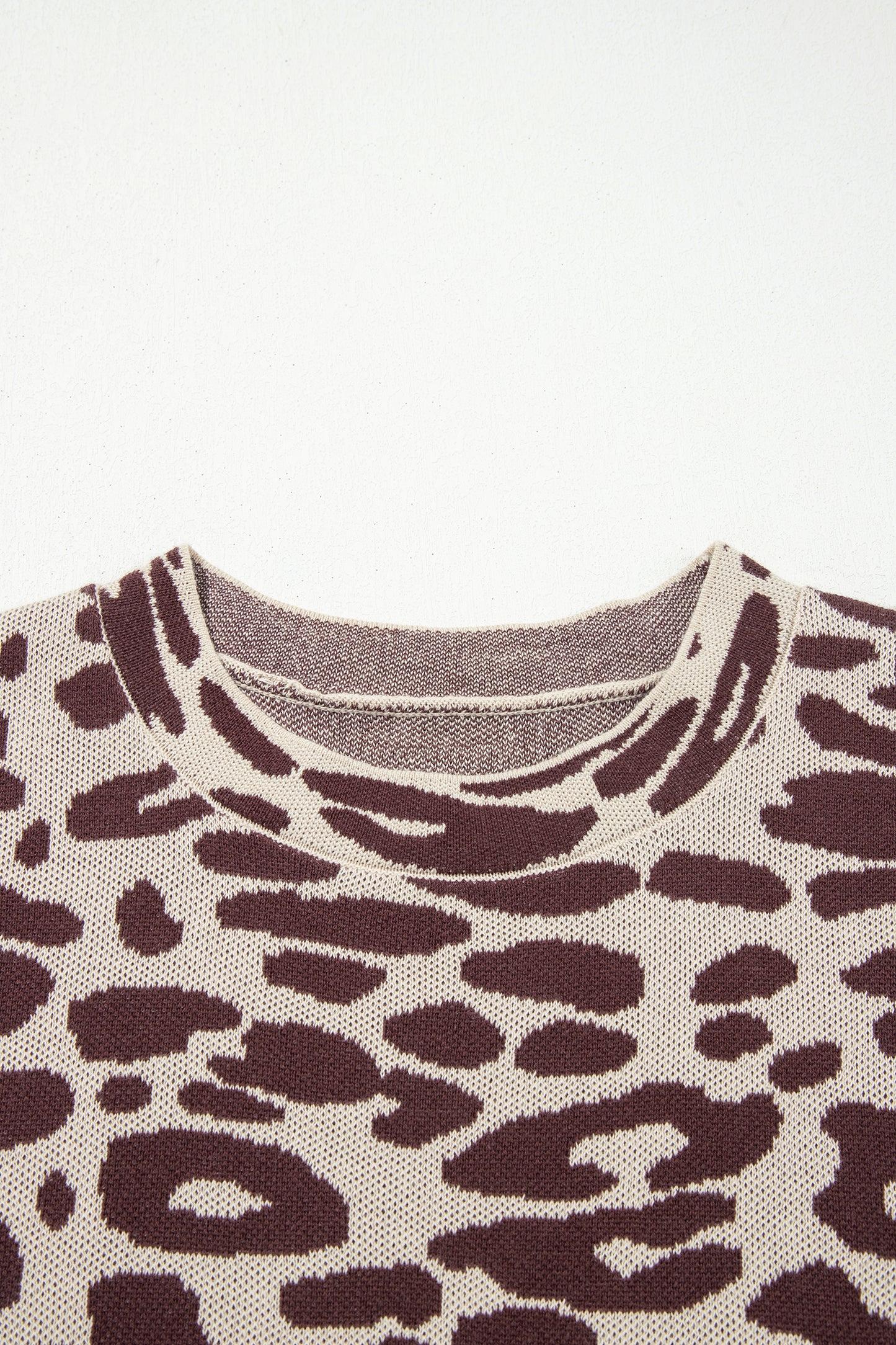 Leopard Print 100% Cotton Drop Shoulder Knit Top