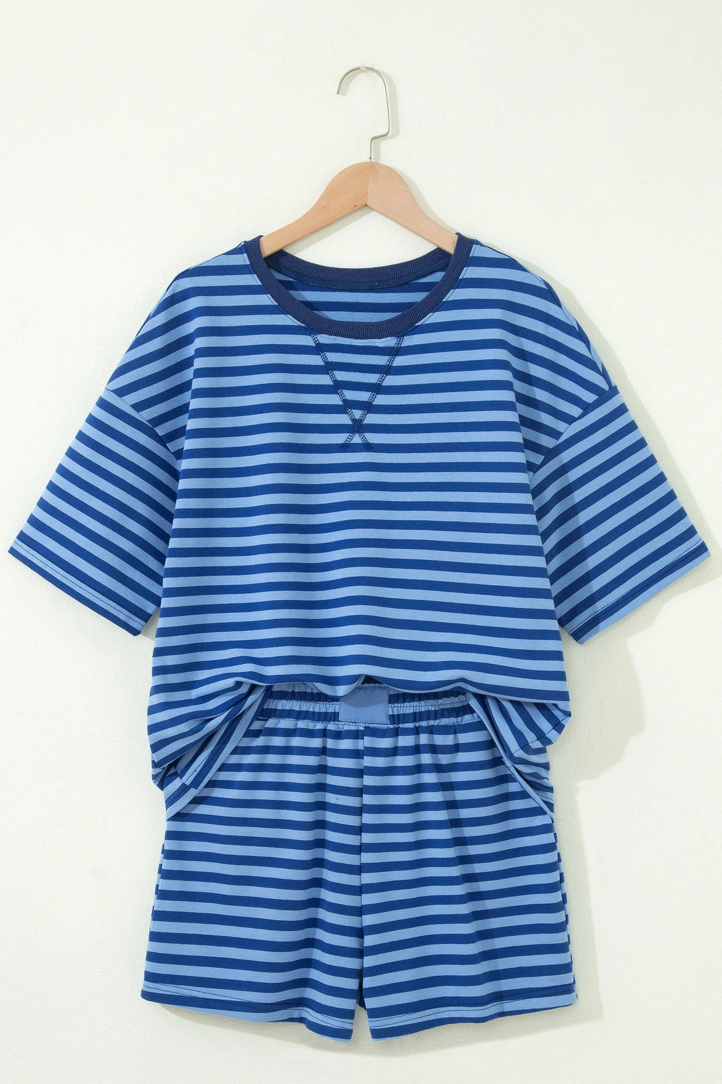 Blue Striped Short Set