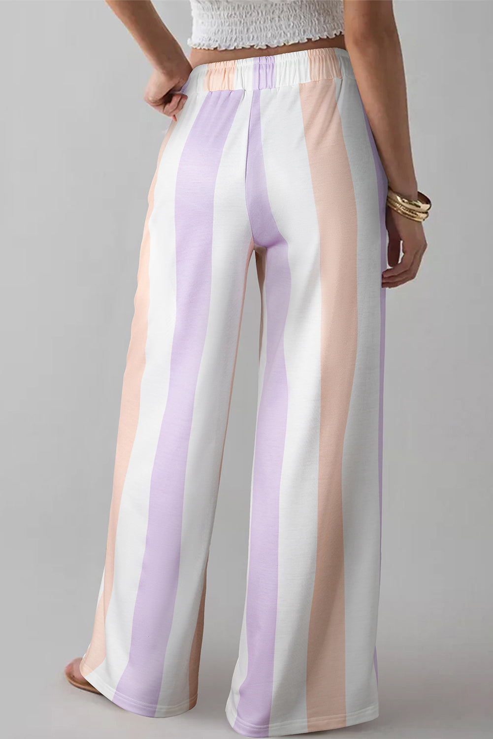 Pastel Stripe Wide Leg Drawstring Pants