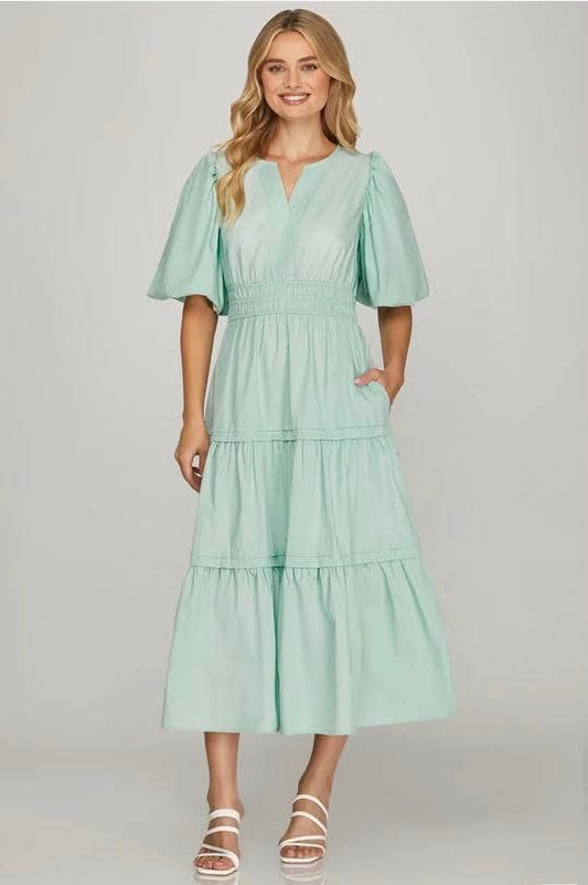 Sweet Tiered Mint Dress by She + Sky