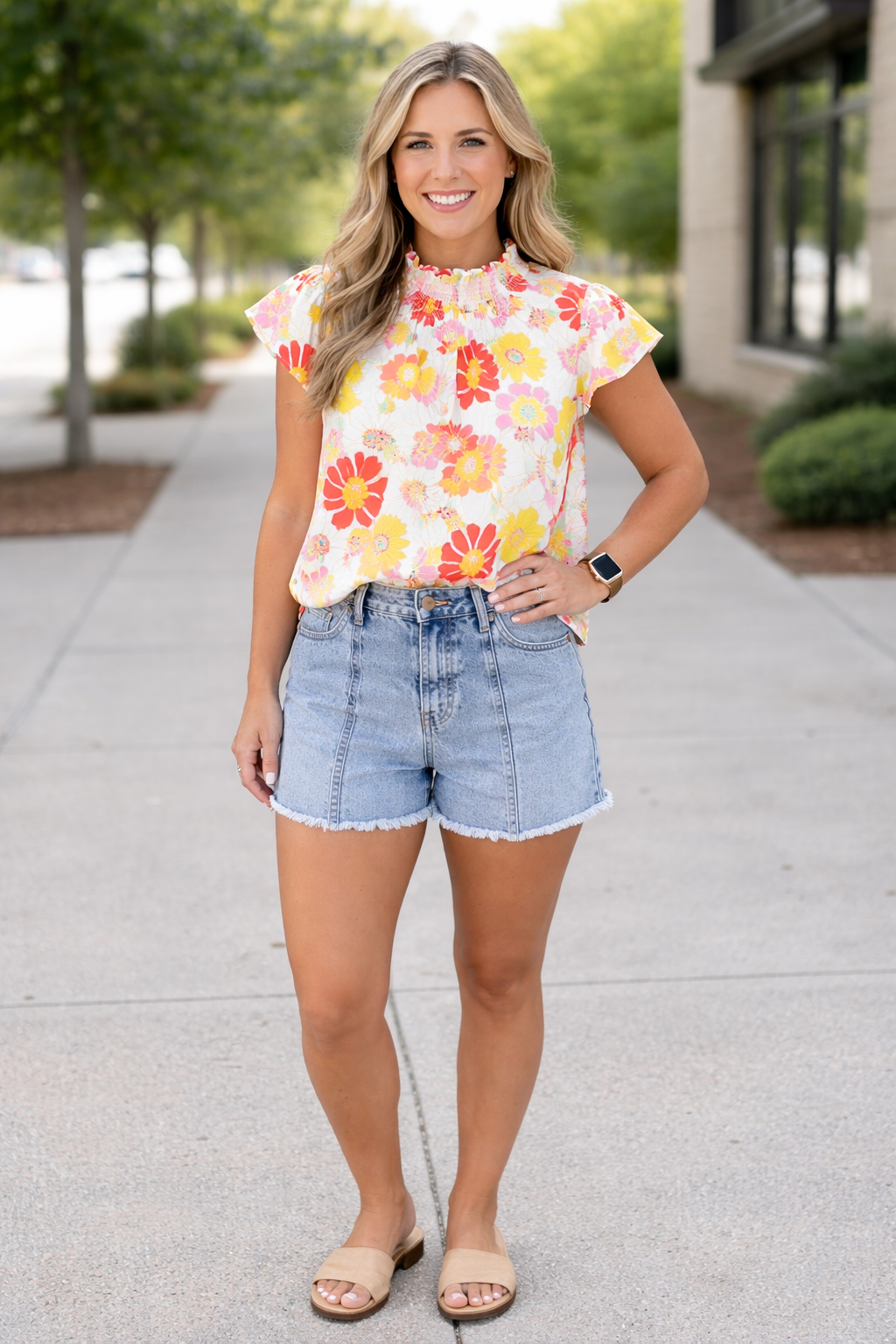 Sweet Carolina V-Seam Frayed Denim Shorts