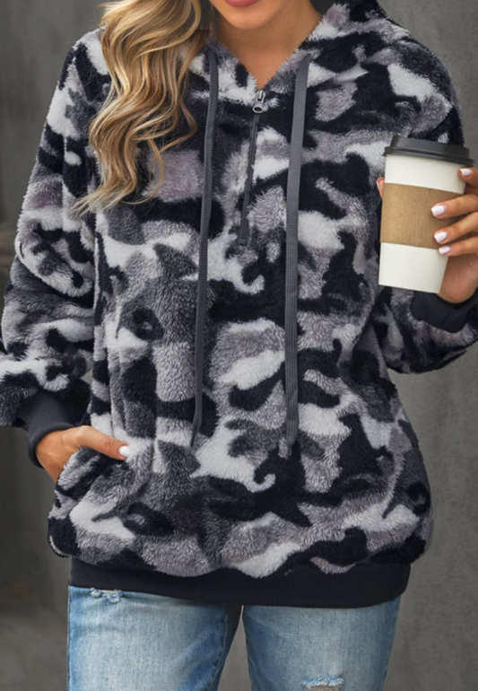Gray Camo Pullover Hoodie