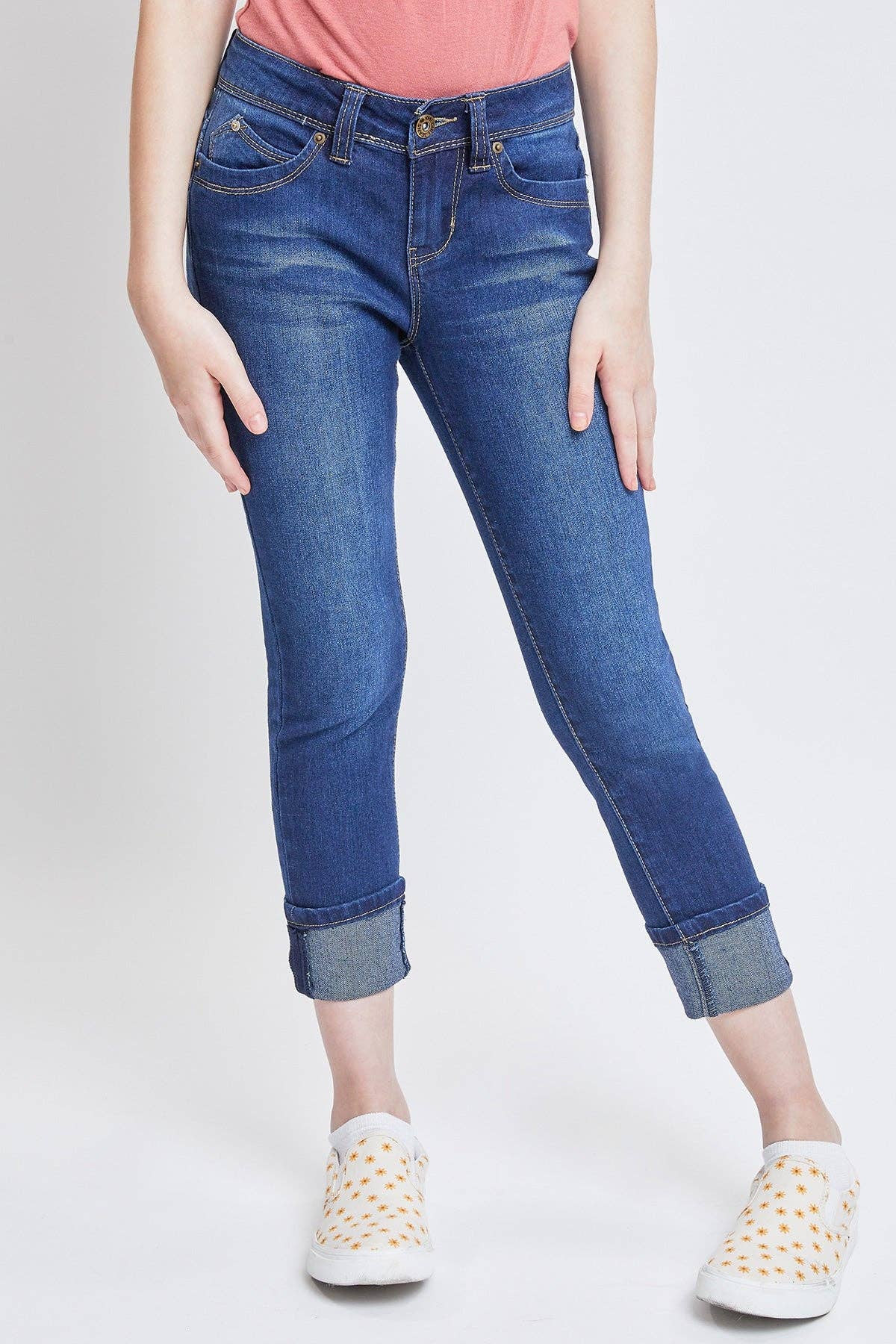 Girls WannaBettaFit Wide Cuff Skinny Jeans