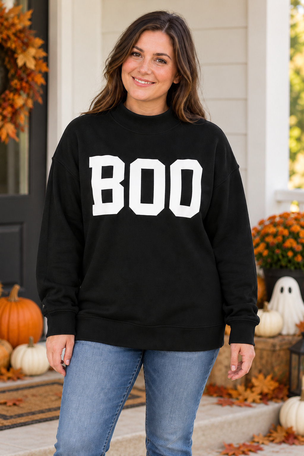 Piper Reversable Mock Neck Sweatshirt - Boo by Michelle Mae