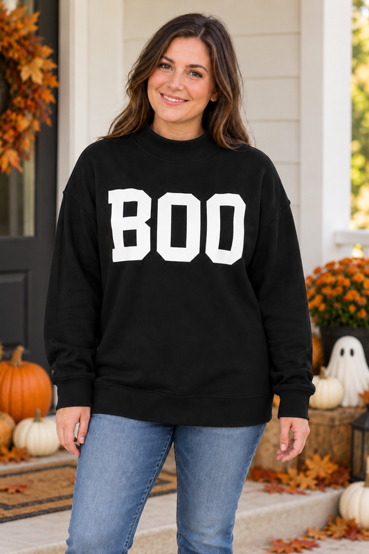 Piper Reversable Mock Neck Sweatshirt - Boo by Michelle Mae