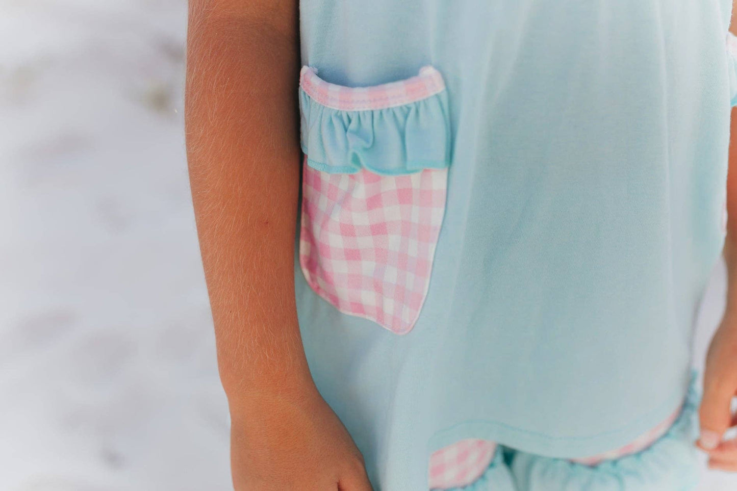 Kids Pastel Ice Cream Gingham Ruffle Spring Summer Short Set