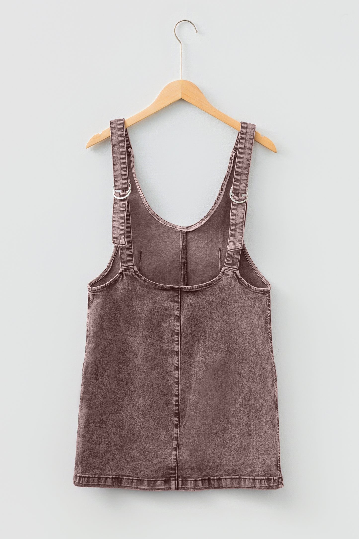 Vintage Washed Denim V Neck Suspender Mini Dress