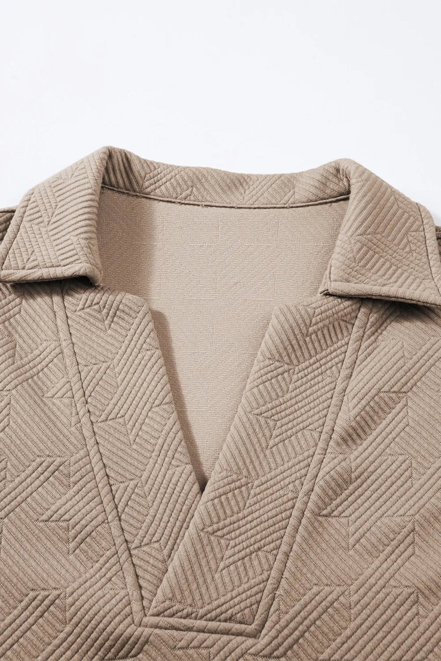 Textured Taupe Collared Top