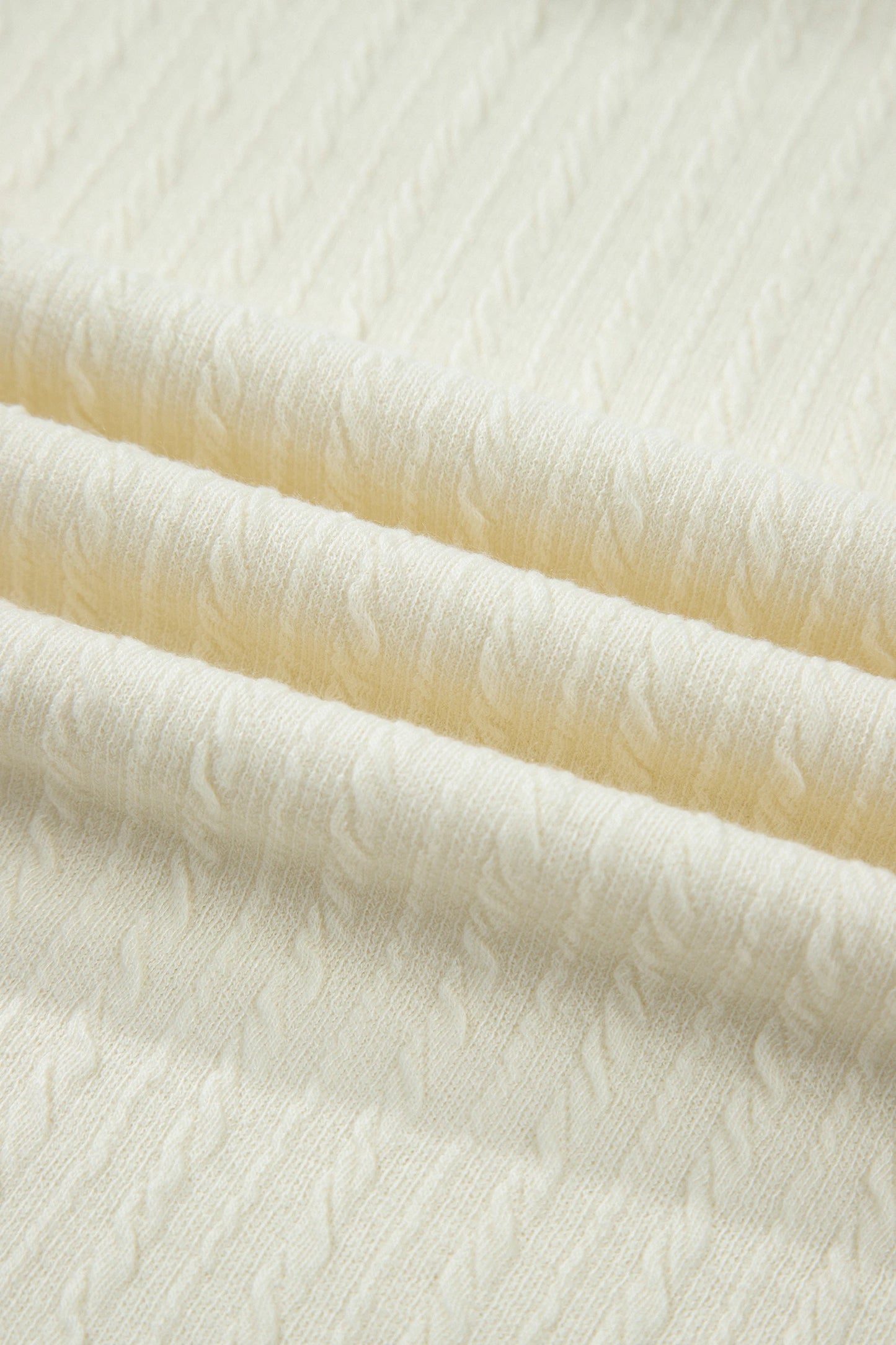 Beige Textured Knit V-Neck Top