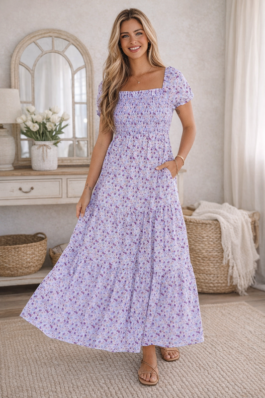 Lavender Fields Smocked Maxi Dress