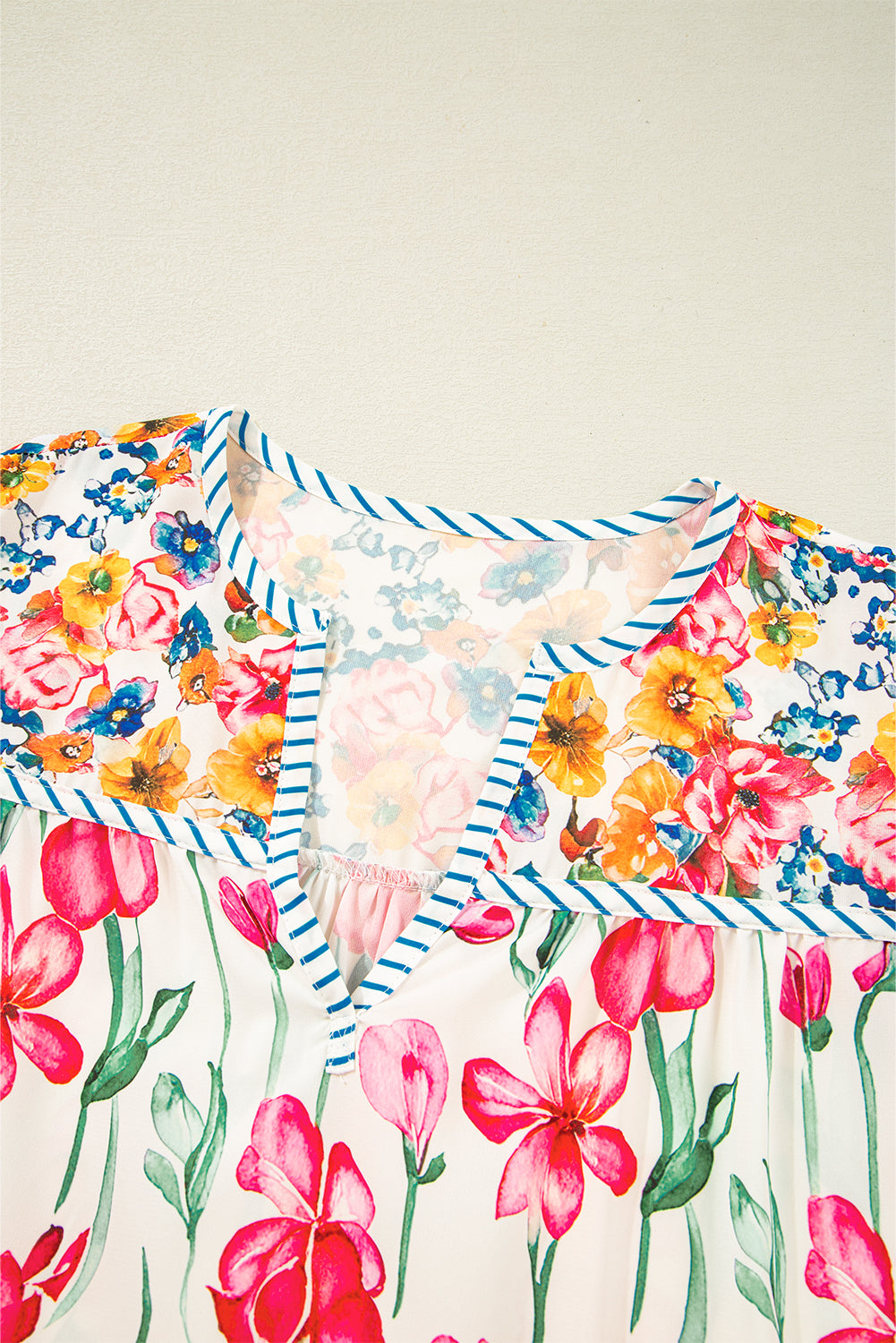 Pink Plus Floral V Neck Blouse