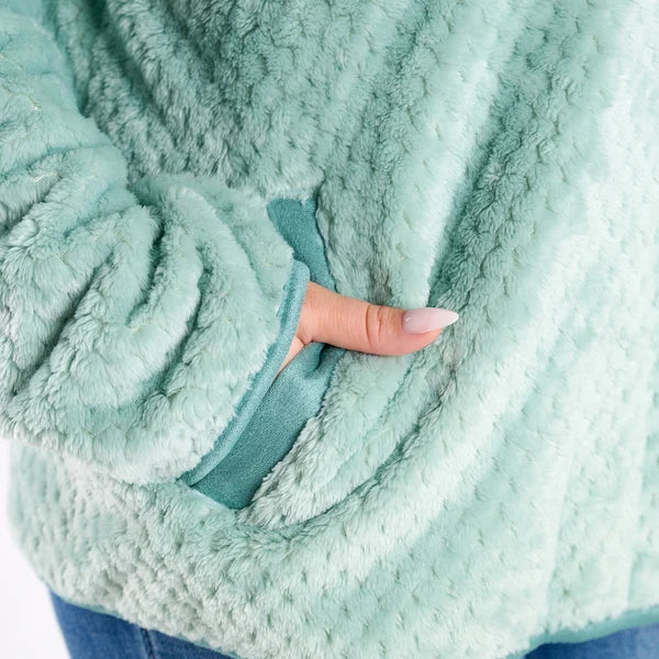 Simply Southern Soft Fleece Snap Pullover in Harbor Green