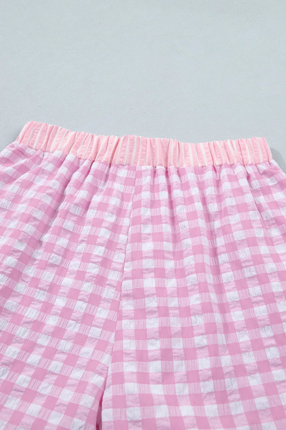 Pink Gingham Ruffle Striped Shorts