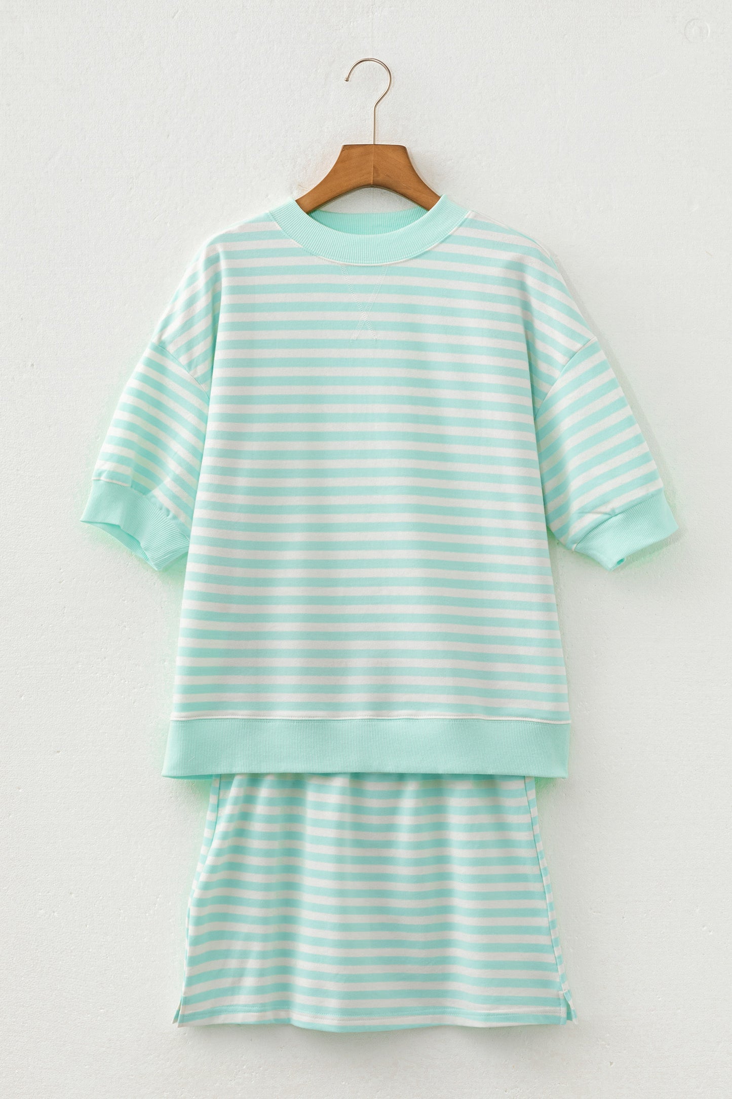 Mint Stripe Short Sleeve Top & Skort Set