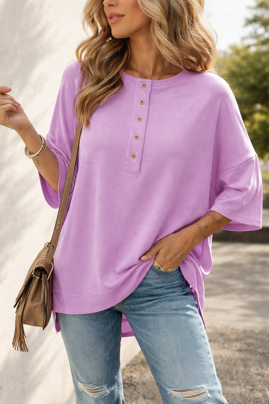 Orchid Petal Button Front Tunic Top