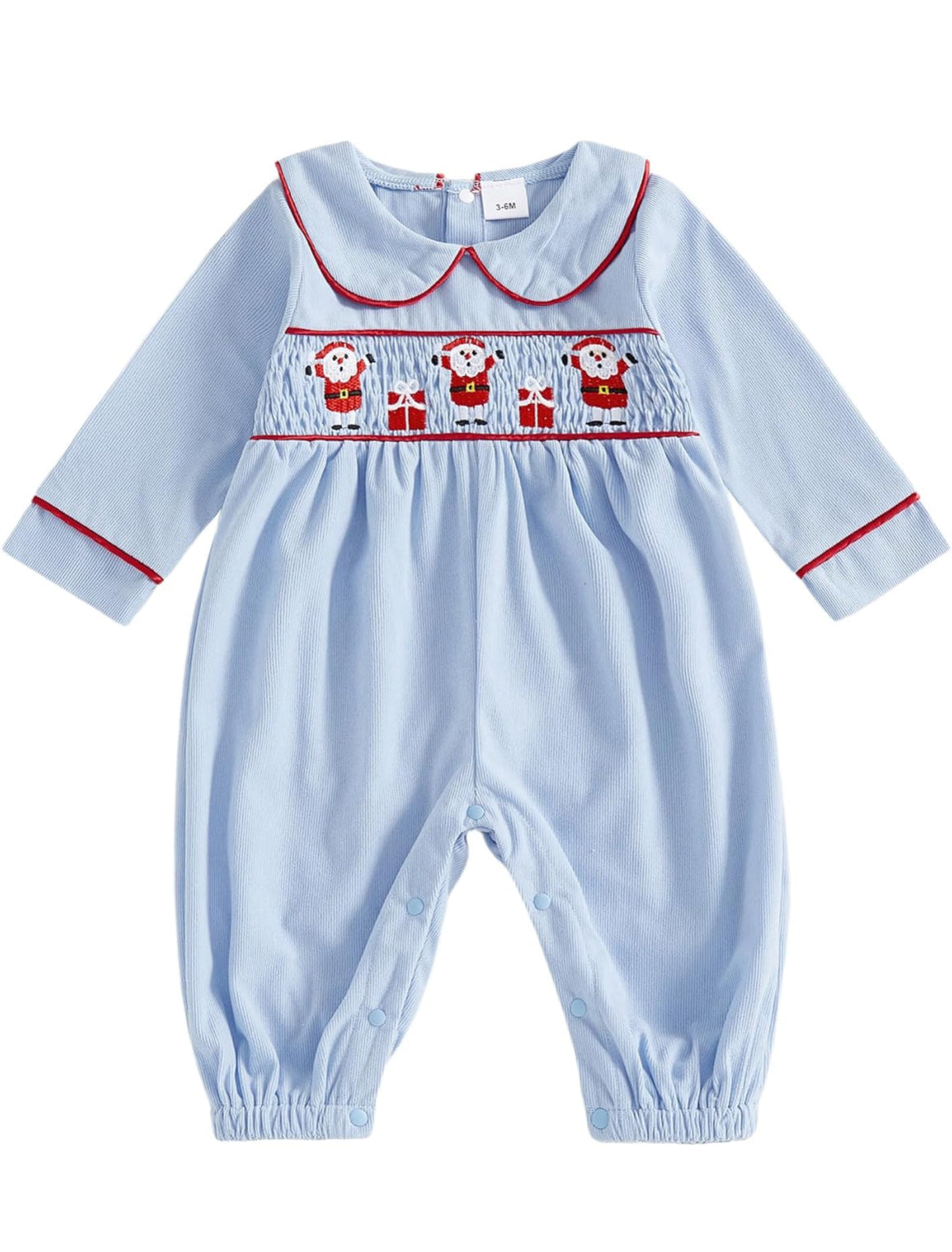 Corduroy Smocked Santa Romper