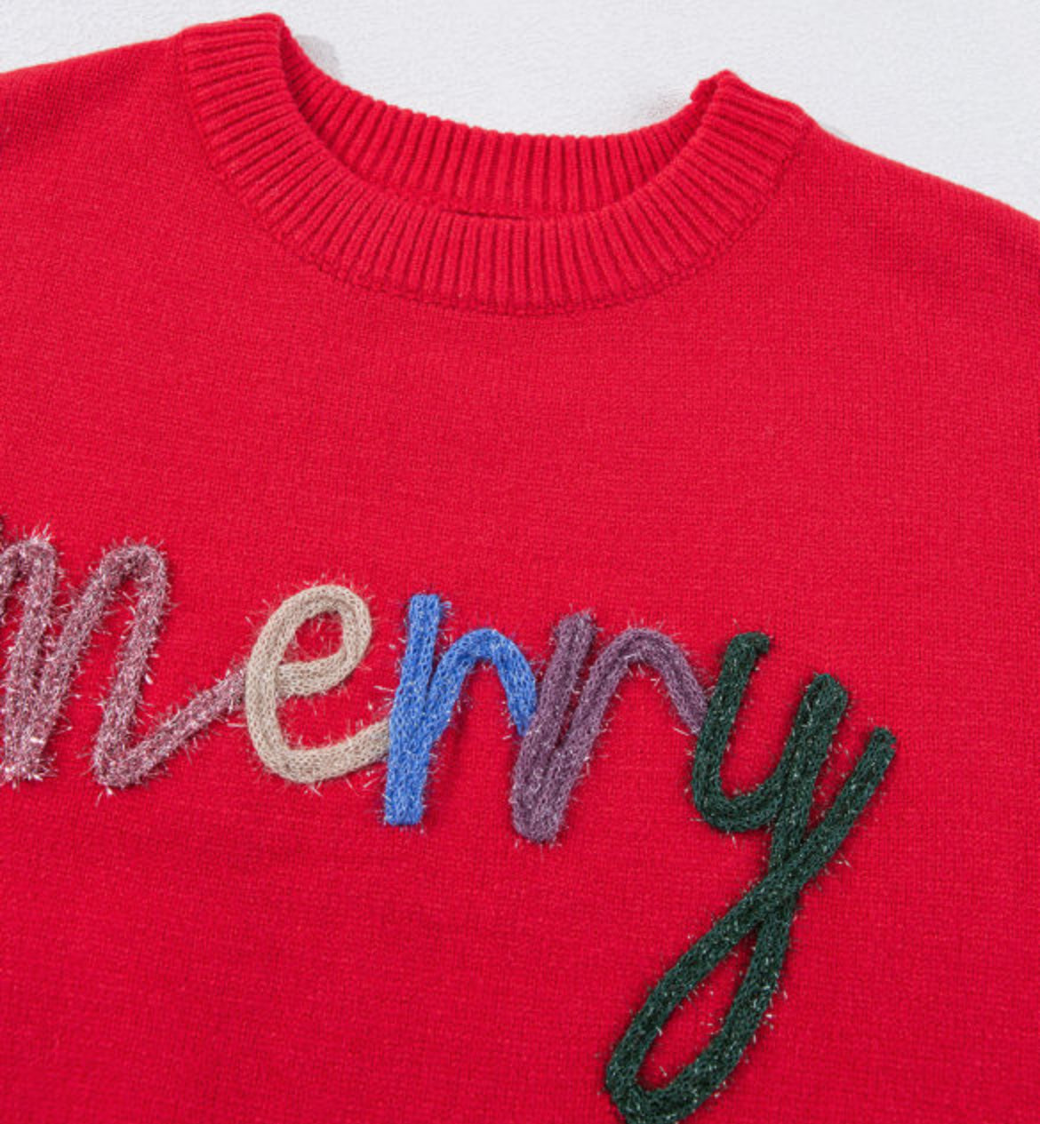 Red Tensil Merry Sweater