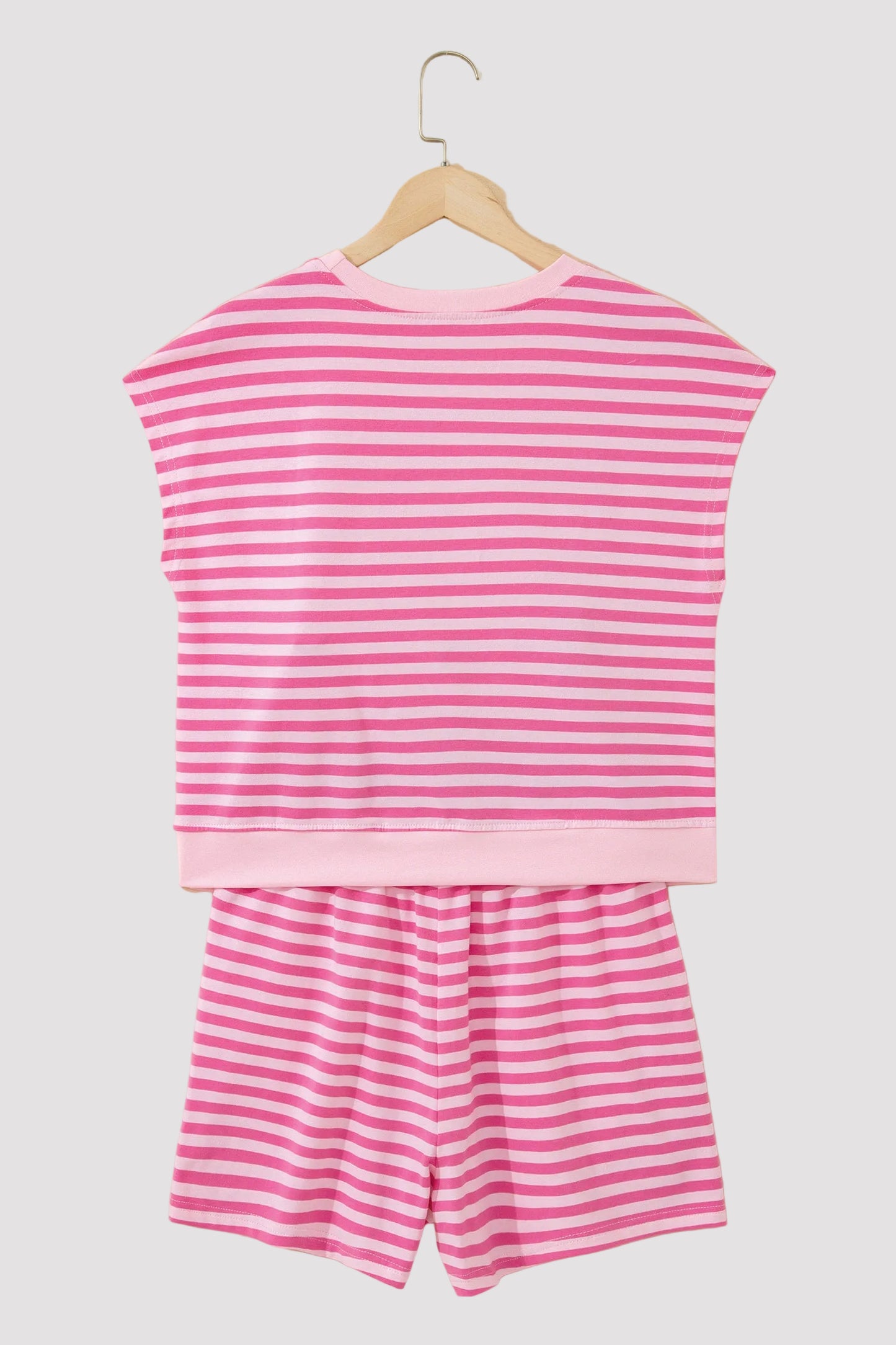 Pink Striped Cap Sleeve Set