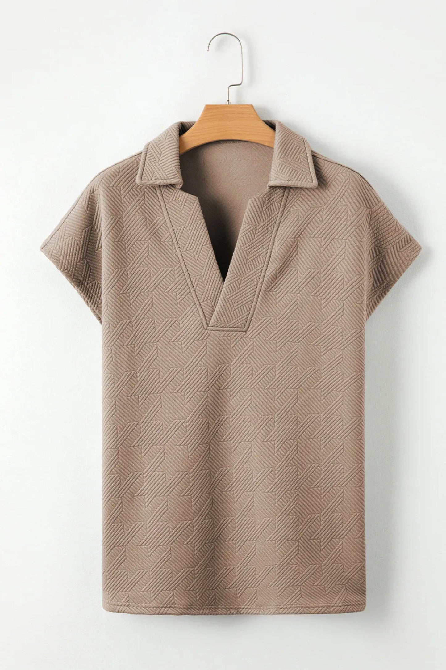 Textured Taupe Collared Top
