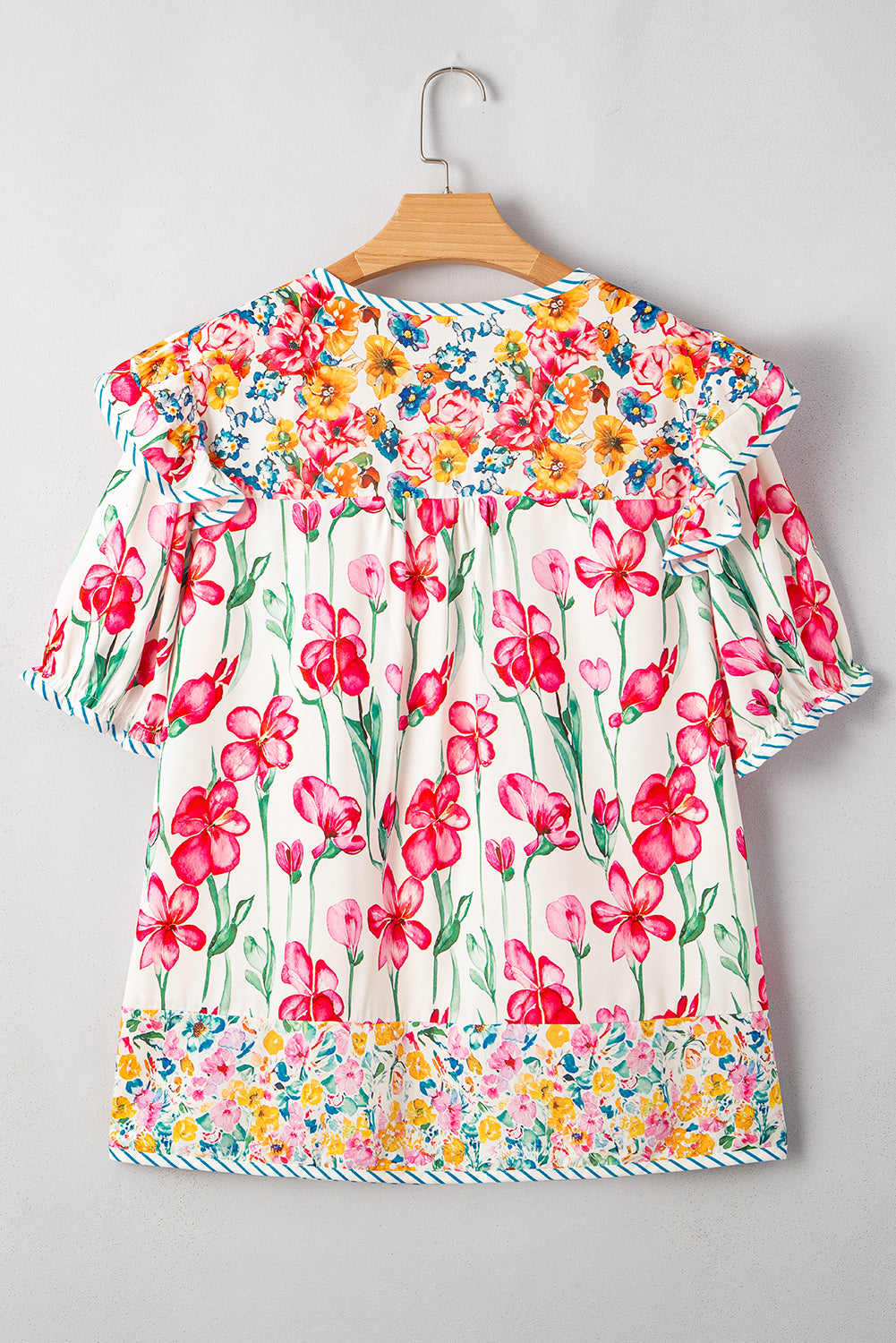 Pink Plus Floral V Neck Blouse