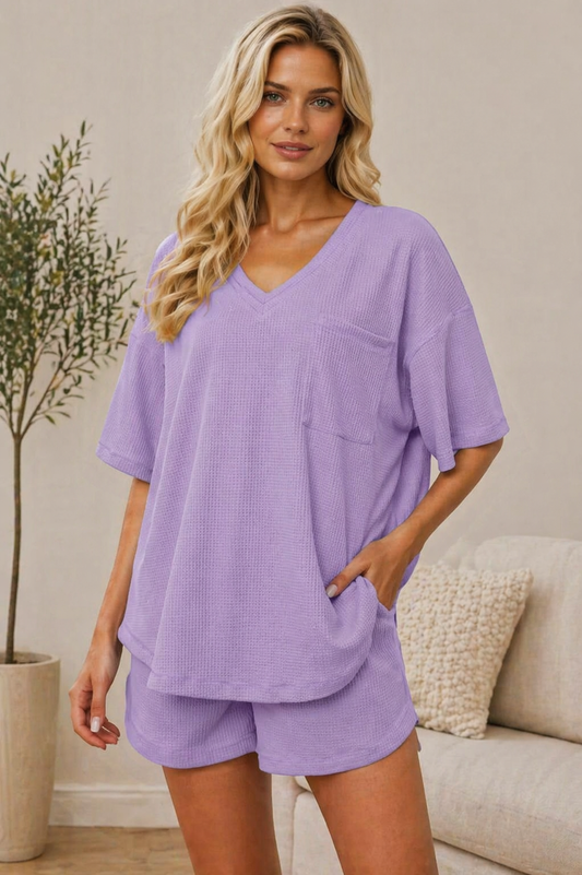 Lavender Waffle Knit Lounge Set