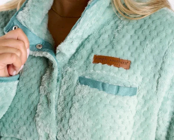 Simply Southern Soft Fleece Snap Pullover in Harbor Green