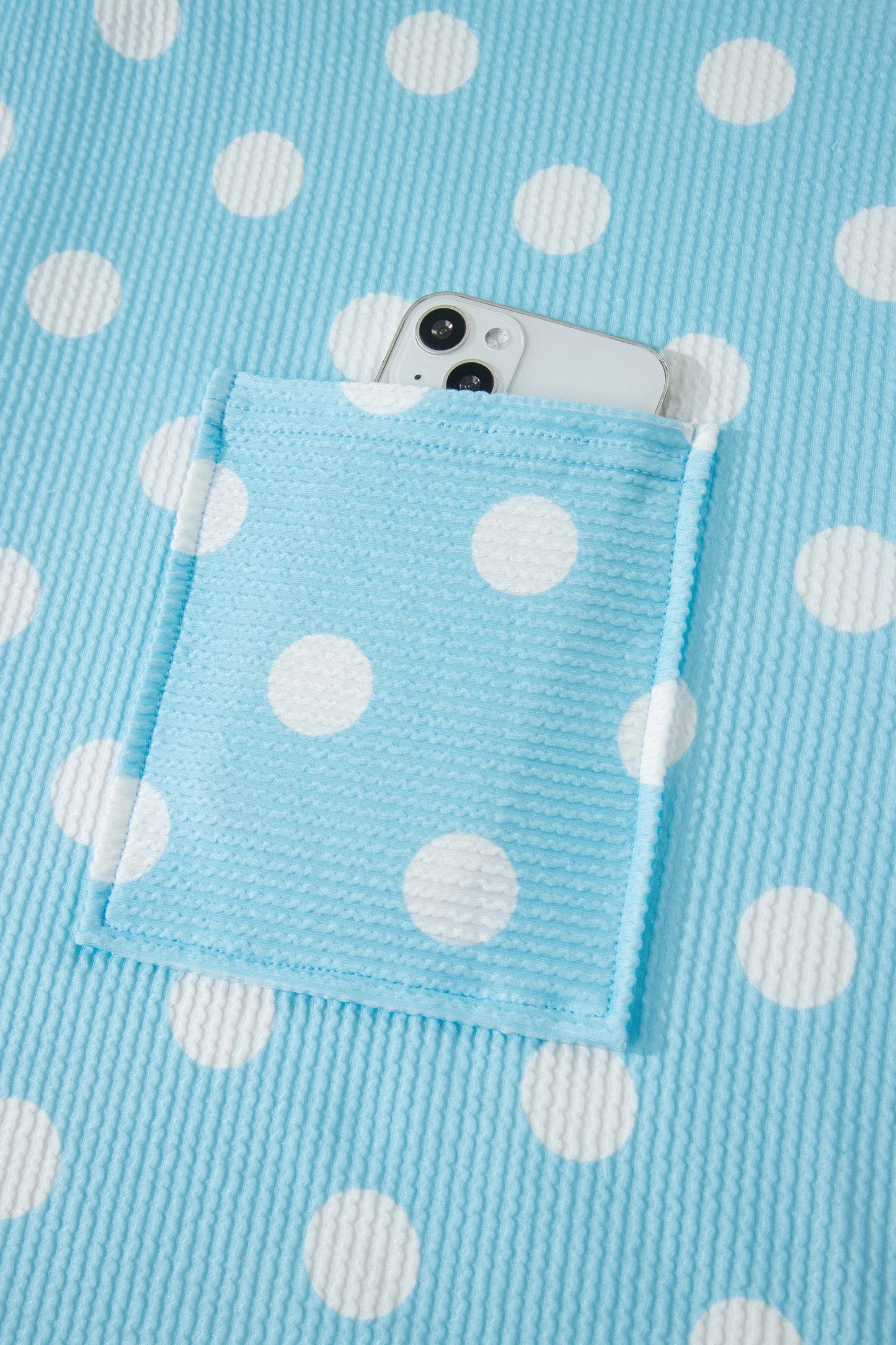 Sky Blue Polka Dot Pocket Tee