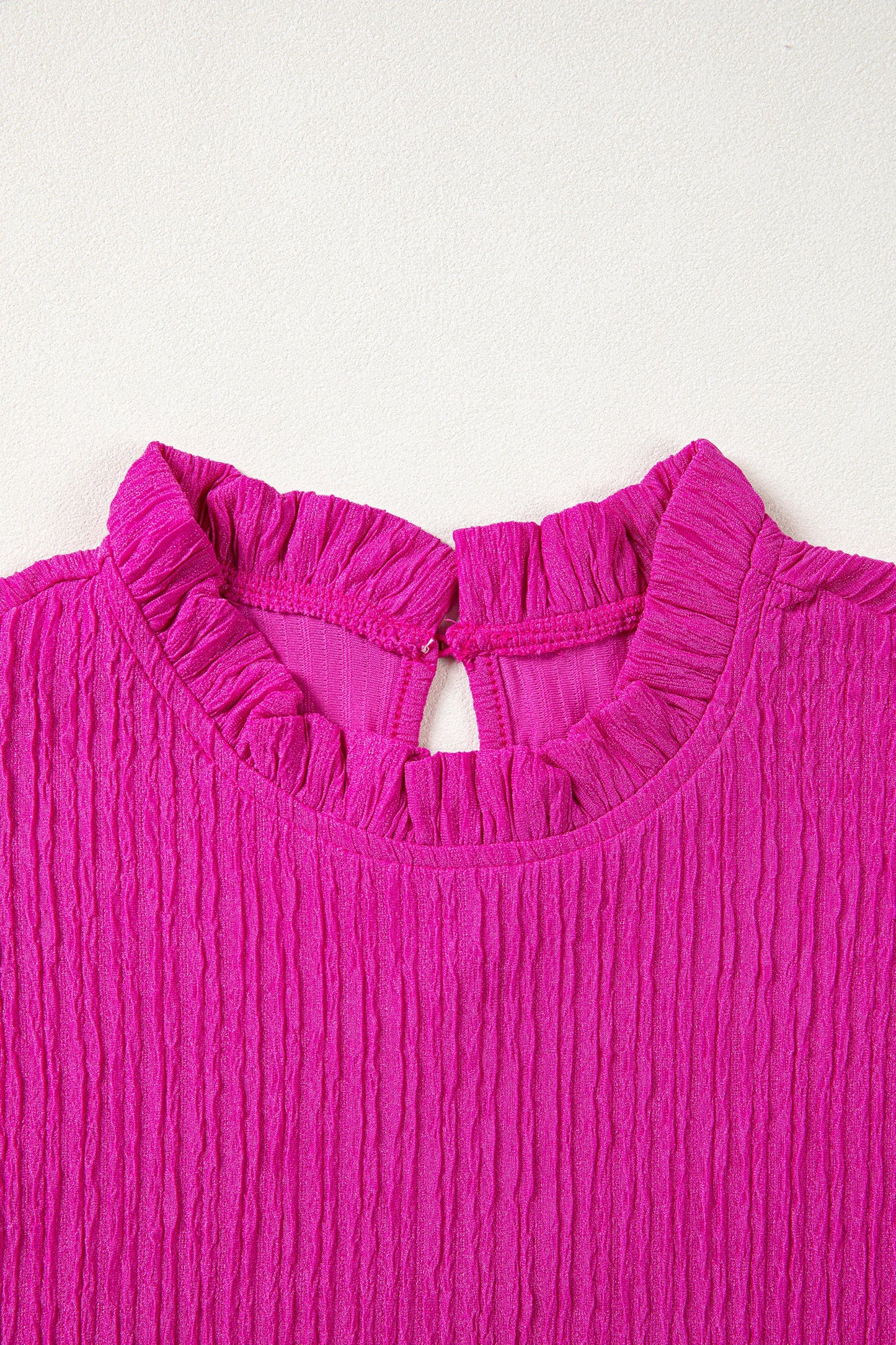 Bright Pink Flutter Sleeve Textured Top