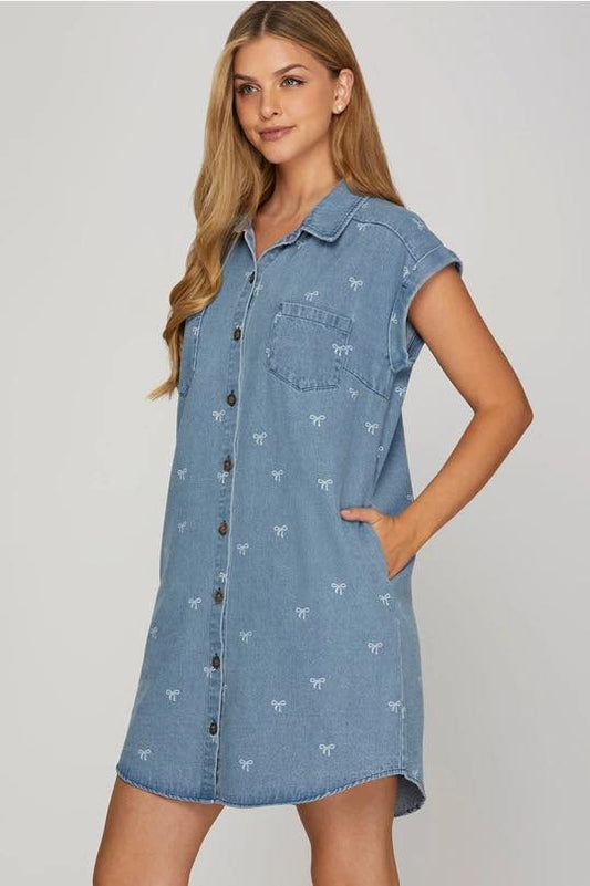 Bow Denim Dress by She + Sky