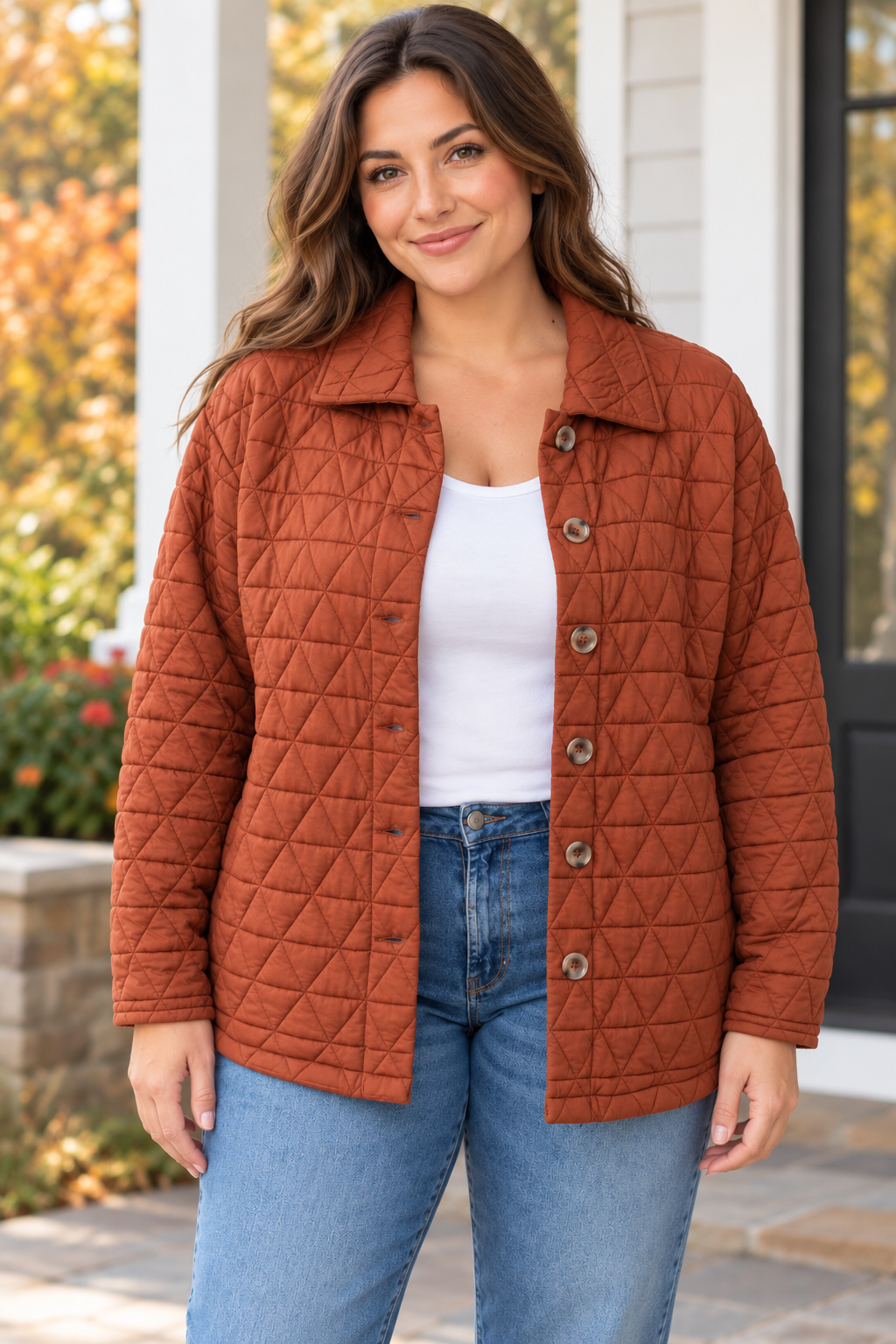 Michelle Mae Geometric Rust Jacket