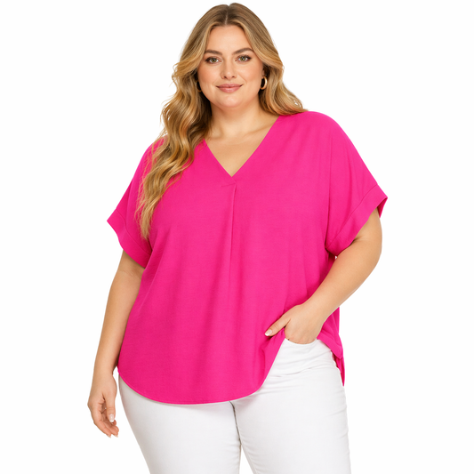 She & Sky Women's Pink Drop Sleeve Top