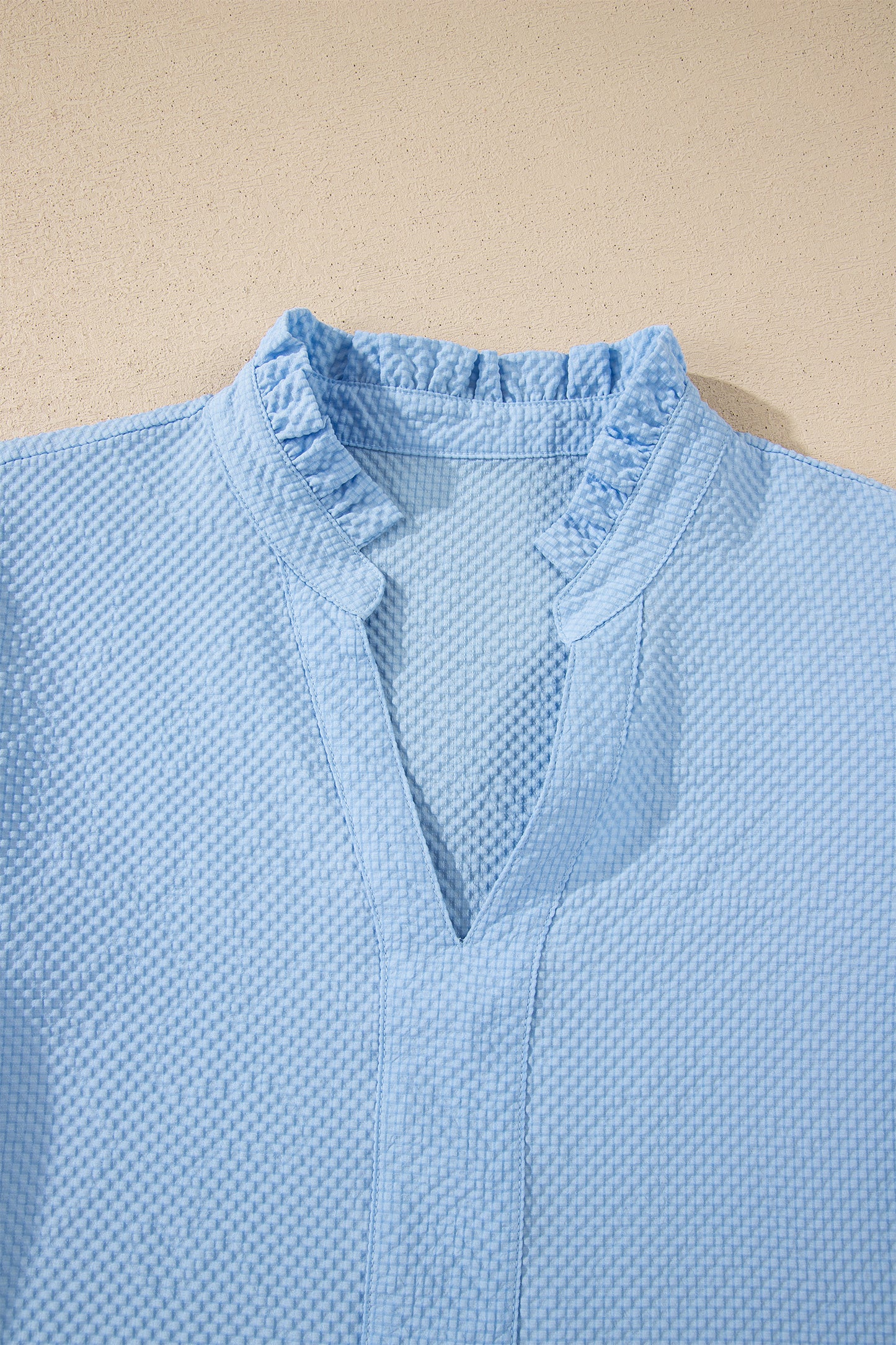 Beau Blue Embroidered Puff Sleeve Blouse