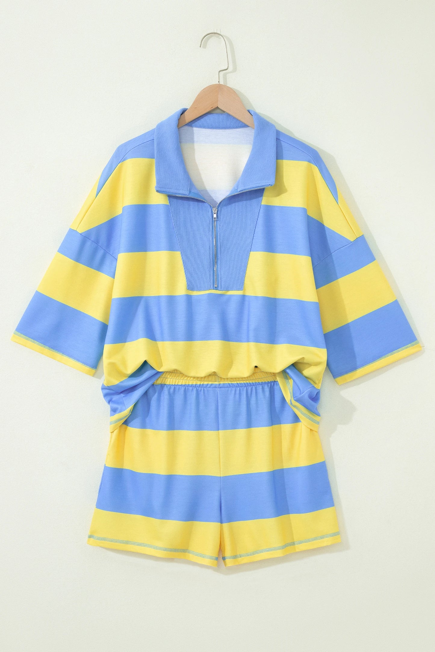 Sunshine Stripe Quarter Zip Short Set