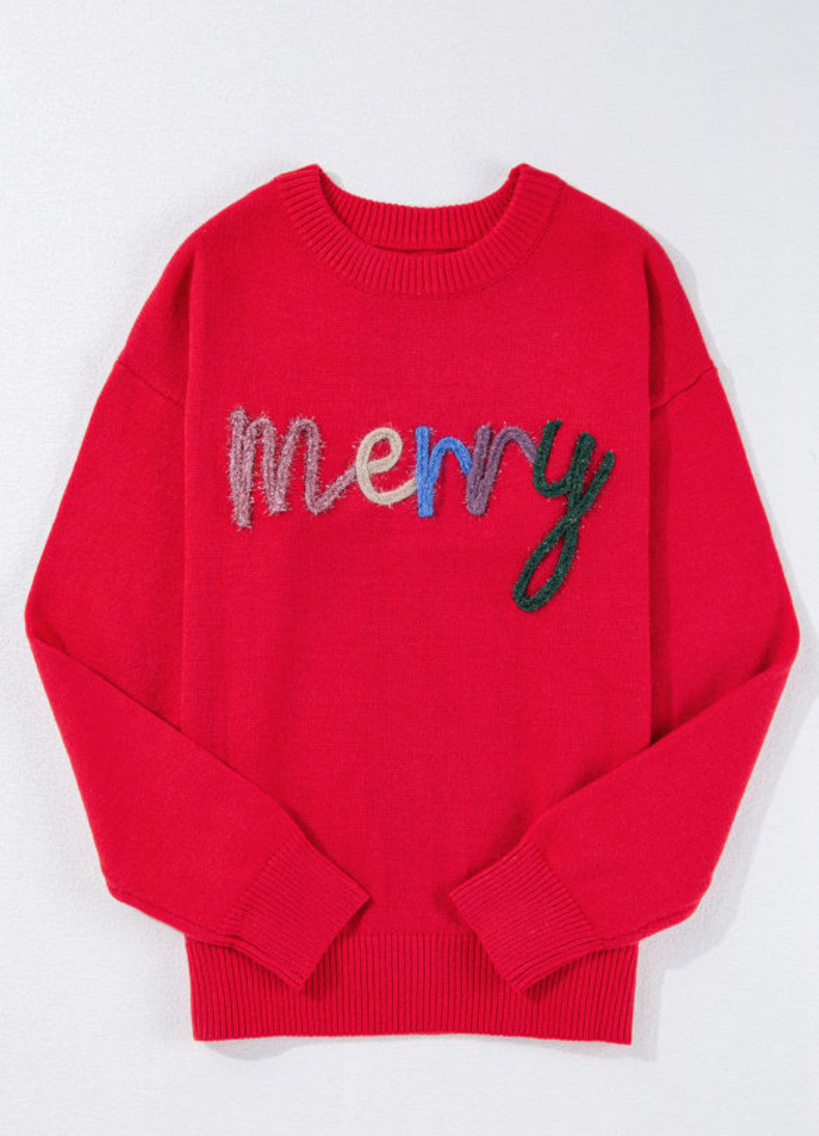 Red Tensil Merry Sweater