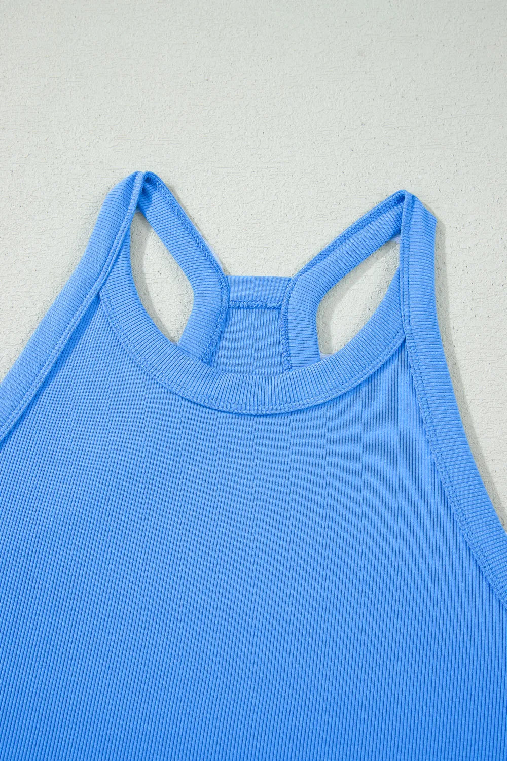 Blue Ribbed Tank & Shorts Set