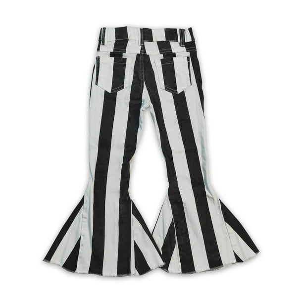Black & White Striped Bell Bottom Pants – Size 2T
