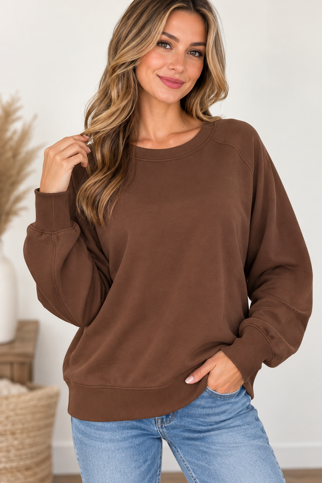 Zenana Soft Scuba Crewneck Sweatshirt